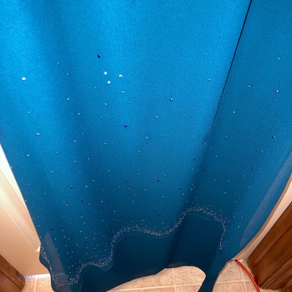 Ursula of Switzerland teal chiffon sparkles layered dress - Picture 10 of 11